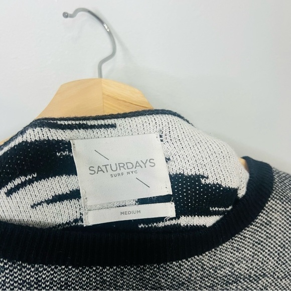 Saturdays NYC Black Cammo Luxury Blend Crewneck M - Picture 5 of 6